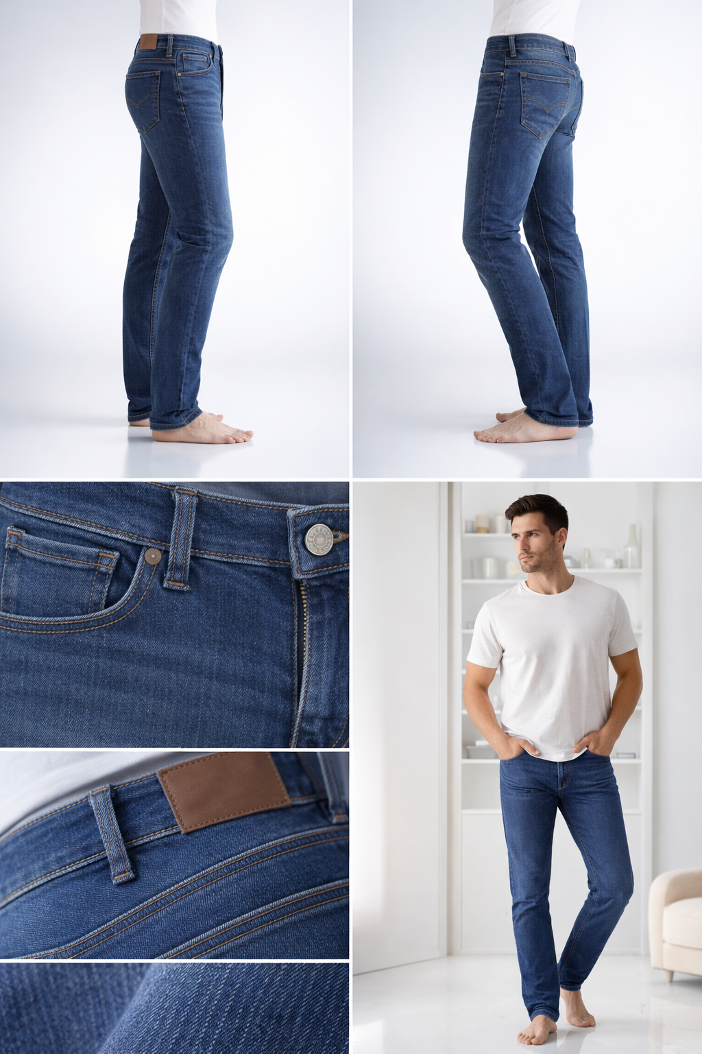 Hard Blue Jeans - Men’s Straight Fit Denim Jeans – Export Quality Blue Jeans for Men