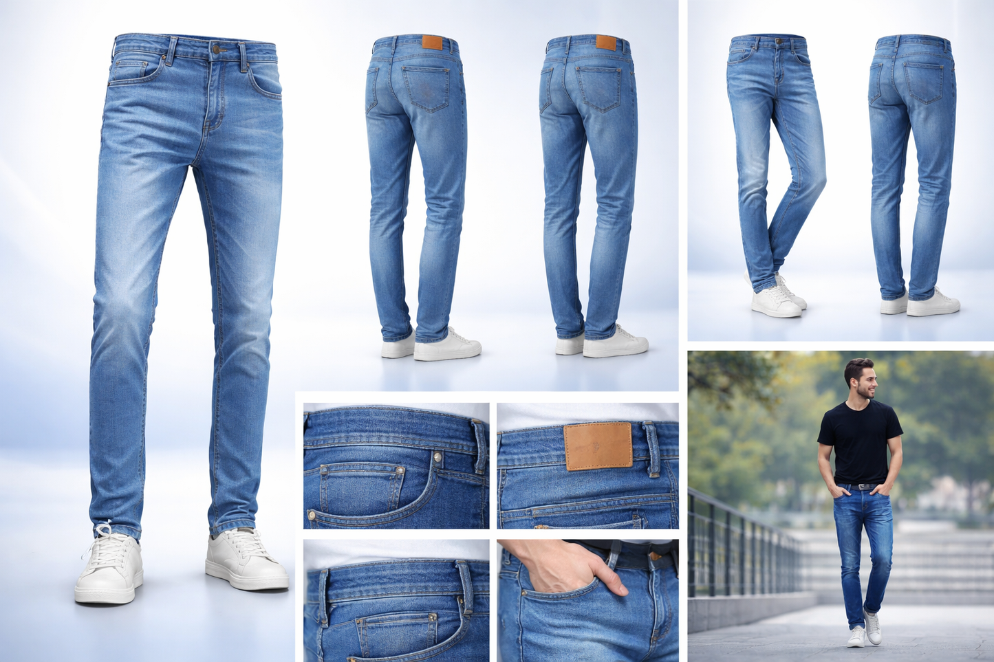 Ice Blue Jeans - Men’s Straight Fit Denim Jeans – Export Quality Blue Jeans for Men
