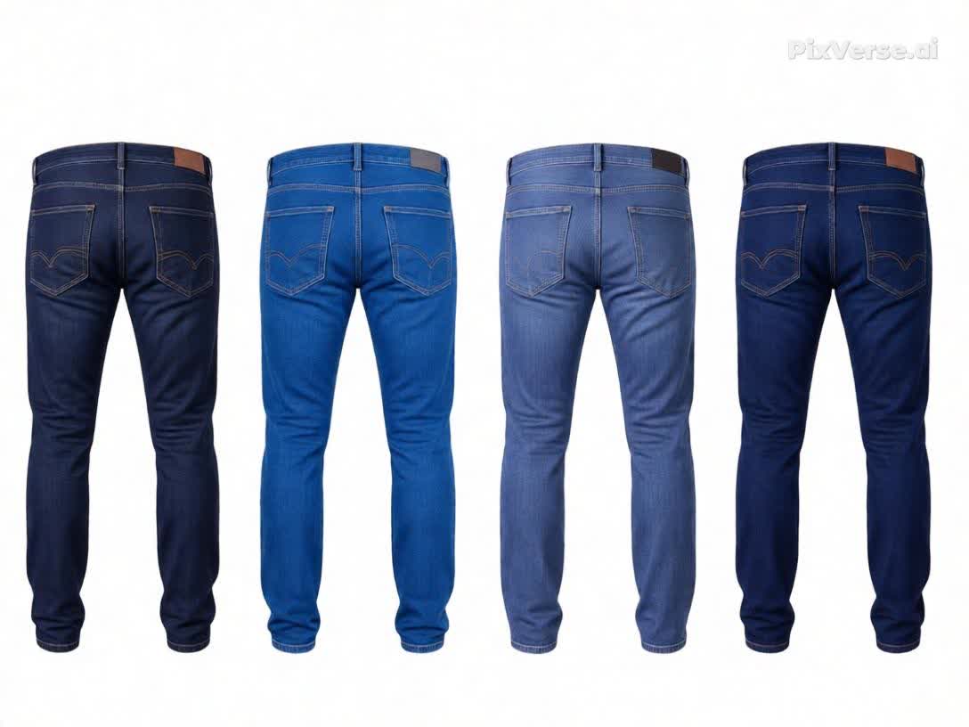 Pack of 4 Men’s Straight Fit Denim Jeans – Export Quality Jeans - Charcoal Black, Medium Blue, Dark Blue, Dark Indigo Blue