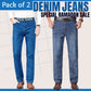 Pack of 2 Men’s Straight Fit Denim Jeans – Export Quality Classic Blue & Charcoal Jeans for Men