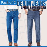 Pack of 2 Men’s Straight Fit Denim Jeans – Export Quality Classic Blue & Charcoal Jeans for Men